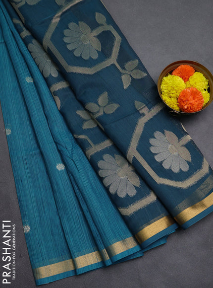 Blue & Peacock Blue Bhagalpuri Tussar Saree