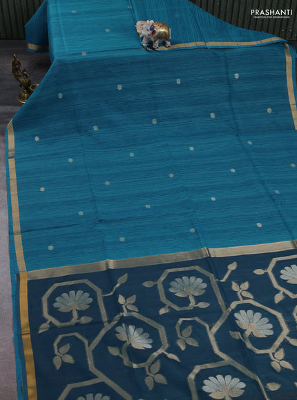 Blue & Peacock Blue Bhagalpuri Tussar Saree