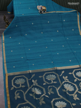 Blue & Peacock Blue Bhagalpuri Tussar Saree