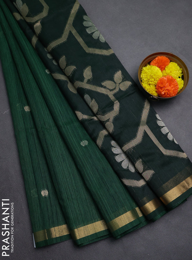 Green & Bottle Green Bhagalpuri Tussar Saree