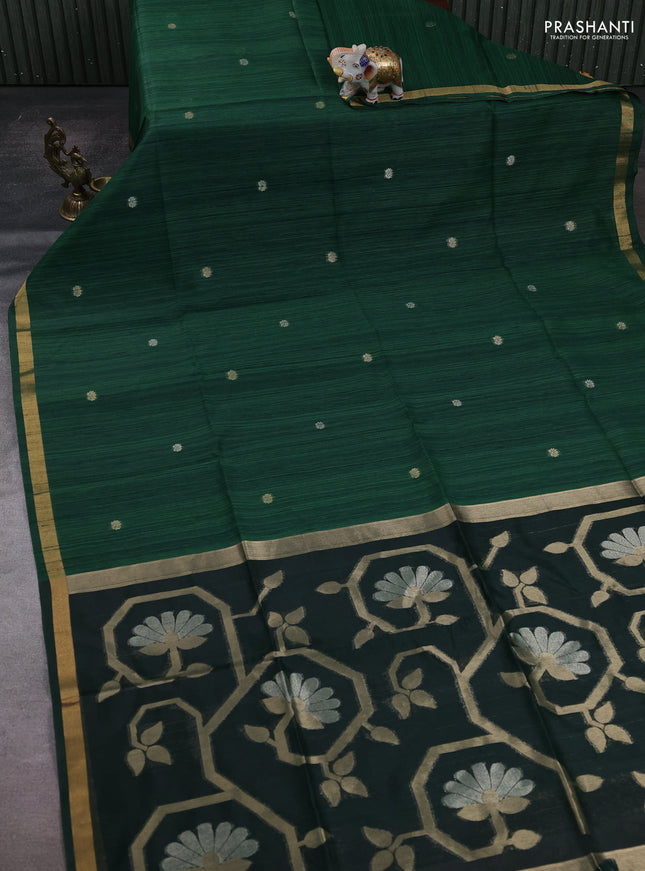 Green & Bottle Green Bhagalpuri Tussar Saree