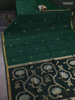 Green & Bottle Green Bhagalpuri Tussar Saree