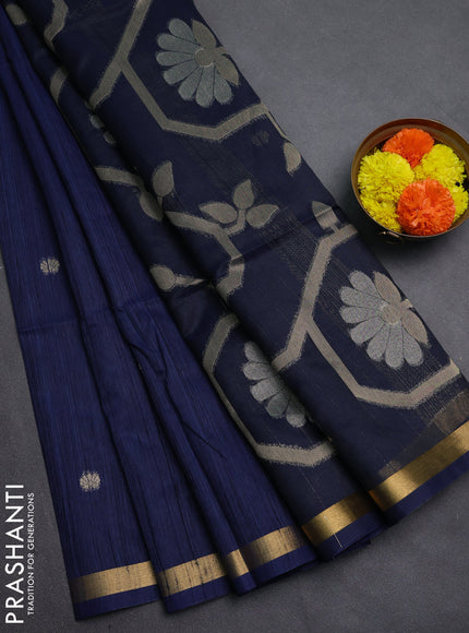 Navy Blue Bhagalpuri Tussar Saree