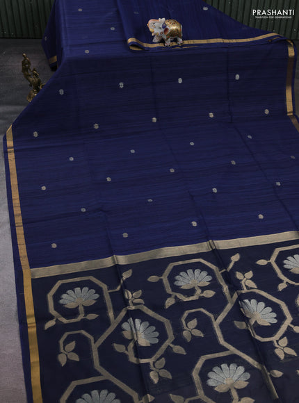 Navy Blue Bhagalpuri Tussar Saree