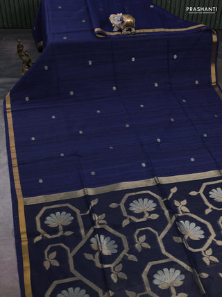 Navy Blue Bhagalpuri Tussar Saree