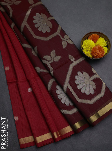 Red & Maroon Bhagalpuri Tussar Saree