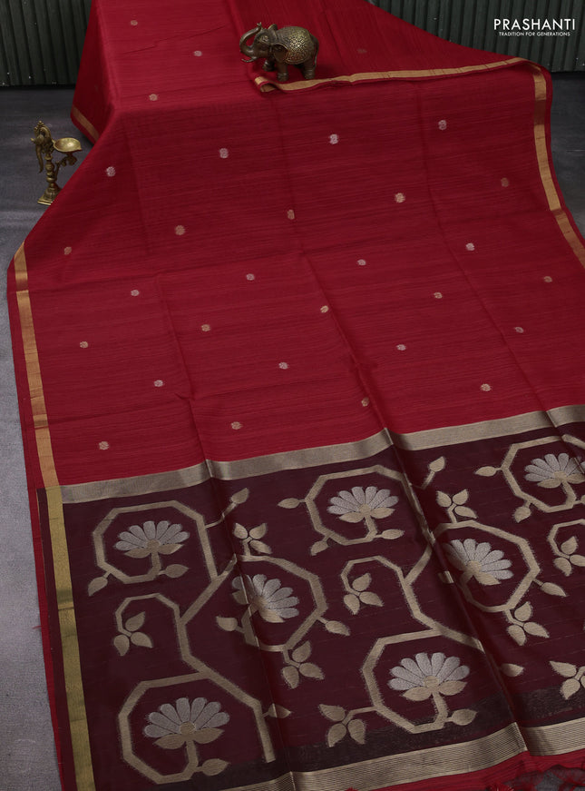 Red & Maroon Bhagalpuri Tussar Saree