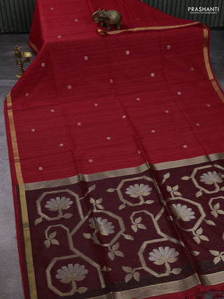 Red & Maroon Bhagalpuri Tussar Saree