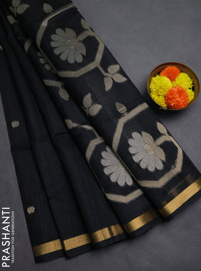 Black Bhagalpuri Tussar Saree