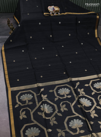 Black Bhagalpuri Tussar Saree