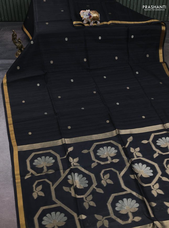 Black Bhagalpuri Tussar Saree