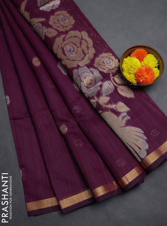 Wine Bhagalpuri Tussar Saree