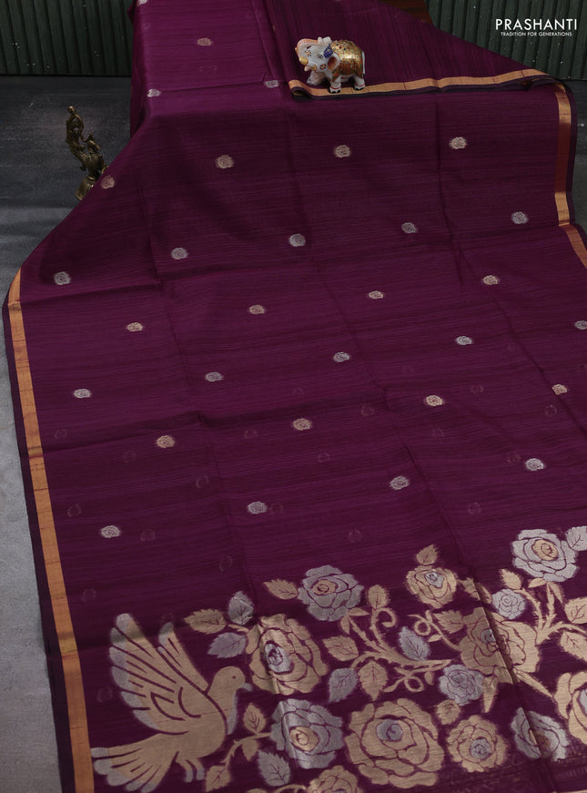Wine Bhagalpuri Tussar Saree