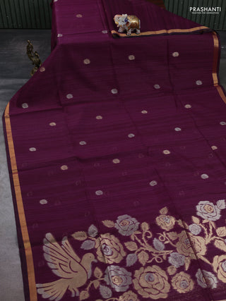 Wine Bhagalpuri Tussar Saree