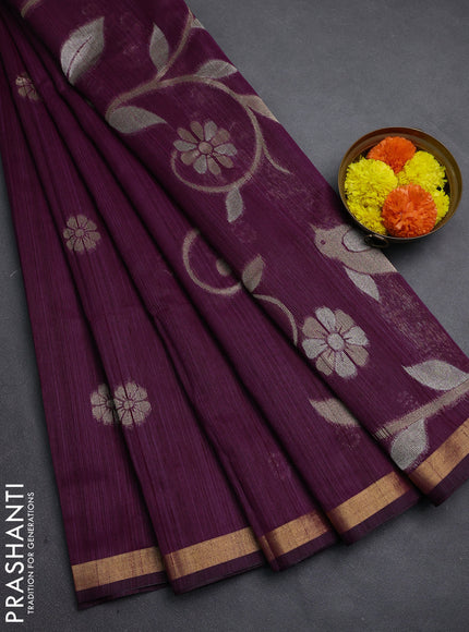 Wine Bhagalpuri Tussar Saree