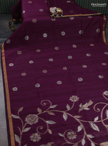 Wine Bhagalpuri Tussar Saree