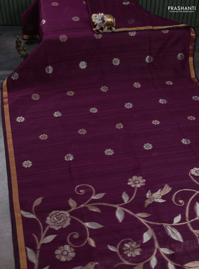 Wine Bhagalpuri Tussar Saree