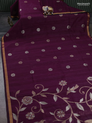 Wine Bhagalpuri Tussar Saree