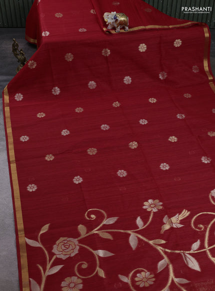 Red Bhagalpuri Tussar Saree