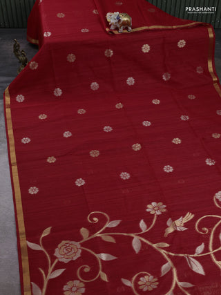 Red Bhagalpuri Tussar Saree