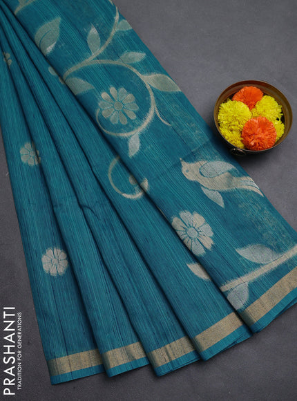 Blue Bhagalpuri Tussar Saree