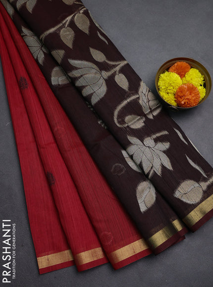 Red & Maroon Bhagalpuri Tussar Saree