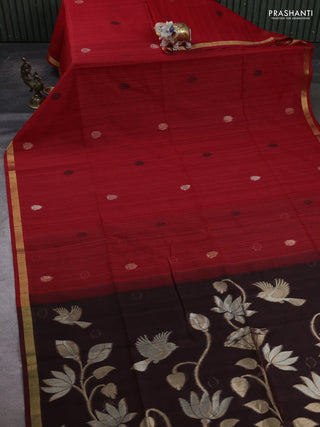 Red & Maroon Bhagalpuri Tussar Saree