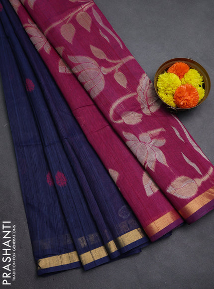 Navy Blue & Pink Bhagalpuri Tussar Saree