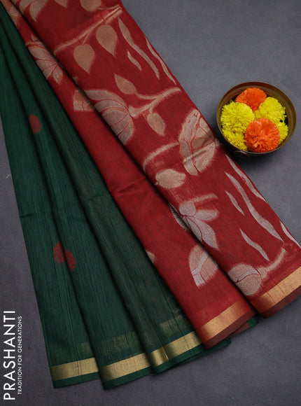 Green & Maroon Bhagalpuri Tussar Saree