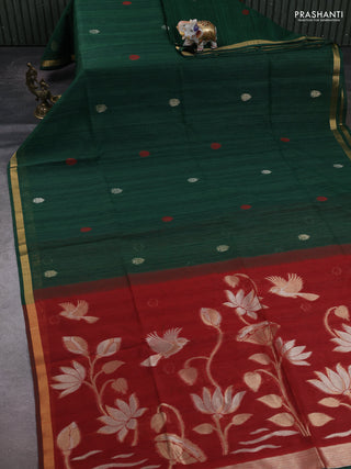 Green & Maroon Bhagalpuri Tussar Saree