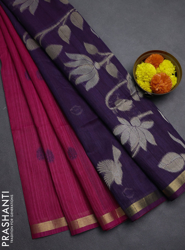 Pink & Purple Bhagalpuri Tussar Saree