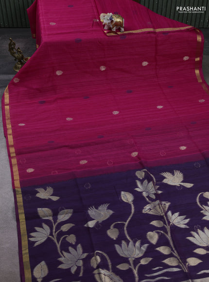 Pink & Purple Bhagalpuri Tussar Saree