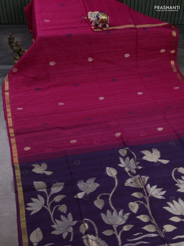 Pink & Purple Bhagalpuri Tussar Saree