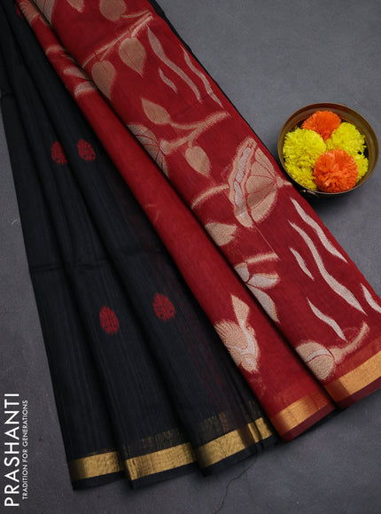 Black & Maroon Bhagalpuri Tussar Saree
