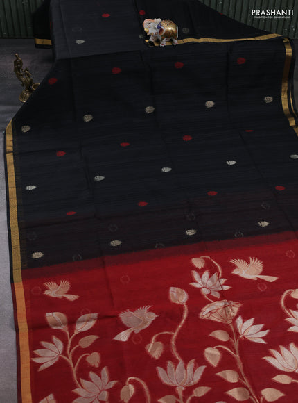 Black & Maroon Bhagalpuri Tussar Saree