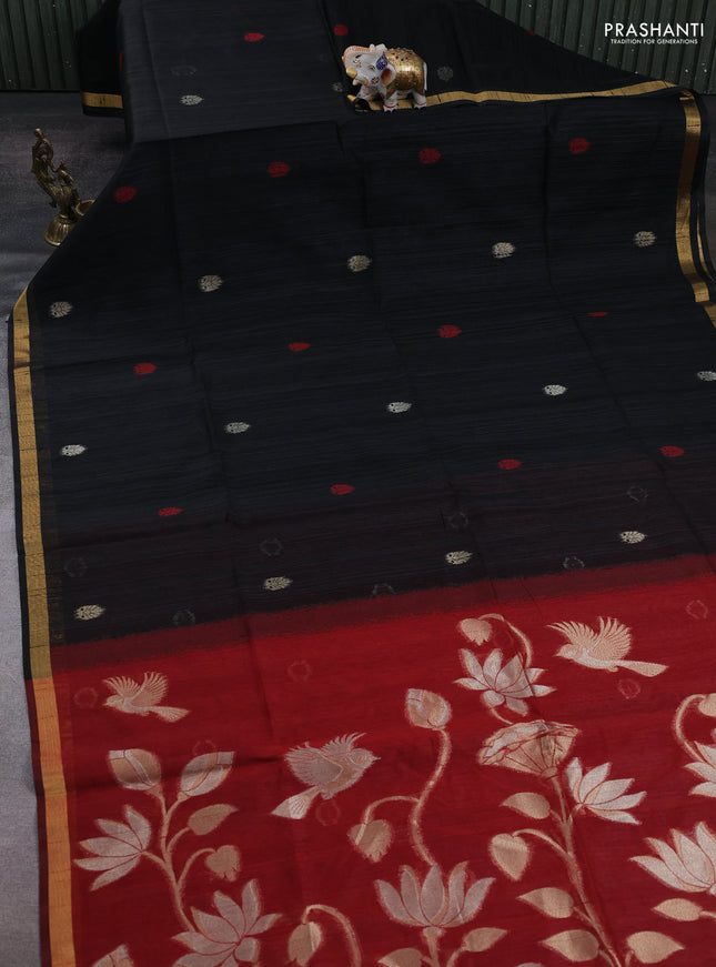 Black & Maroon Bhagalpuri Tussar Saree