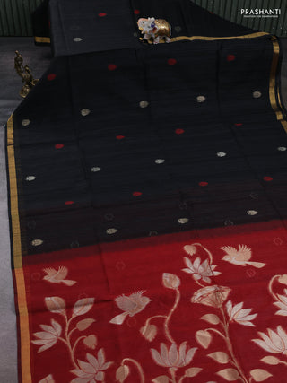 Black & Maroon Bhagalpuri Tussar Saree