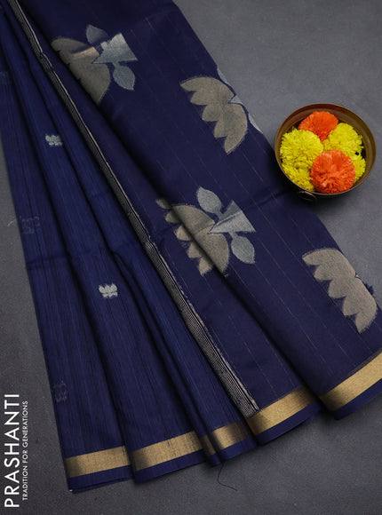 Navy Blue Bhagalpuri Tussar Saree