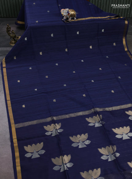 Navy Blue Bhagalpuri Tussar Saree