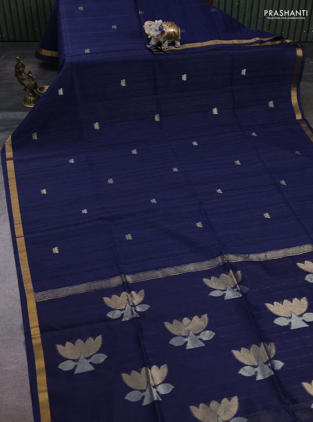 Navy Blue Bhagalpuri Tussar Saree