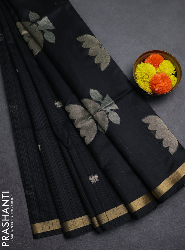 Black Bhagalpuri Tussar Saree
