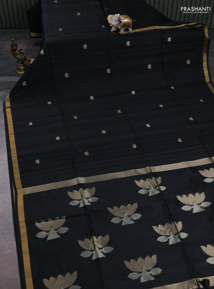 Black Bhagalpuri Tussar Saree