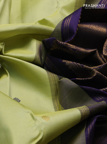 Pista Green & Navy Blue Pure Kanchipuram Silk - Buttas