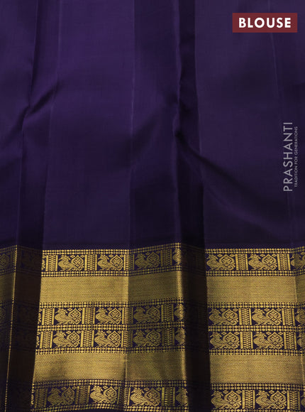 Pista Green & Navy Blue Pure Kanchipuram Silk - Buttas