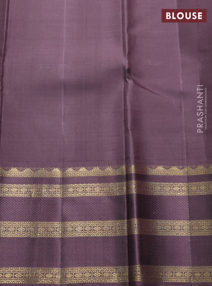 Beige & Pastel Purple Pure Kanchipuram Silk  - Buttas