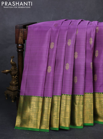 Purple & Green Pure Kanchipuram Silk  - Buttas