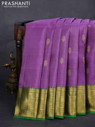 Purple & Green Pure Kanchipuram Silk  - Buttas