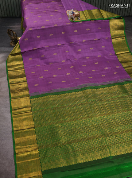 Purple & Green Pure Kanchipuram Silk  - Buttas