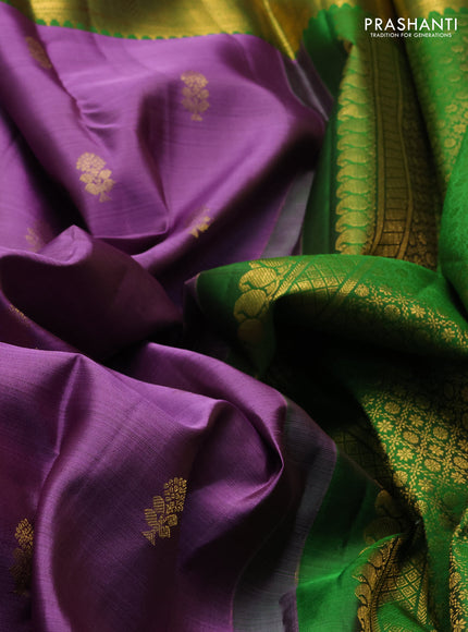 Purple & Green Pure Kanchipuram Silk  - Buttas