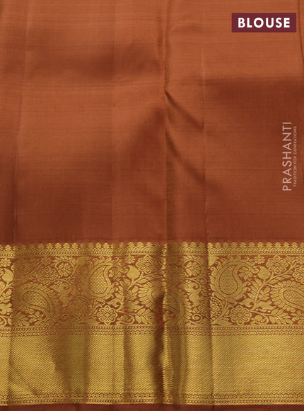 Beige & Rust  Pure Kanchipuram Silk - Buttas